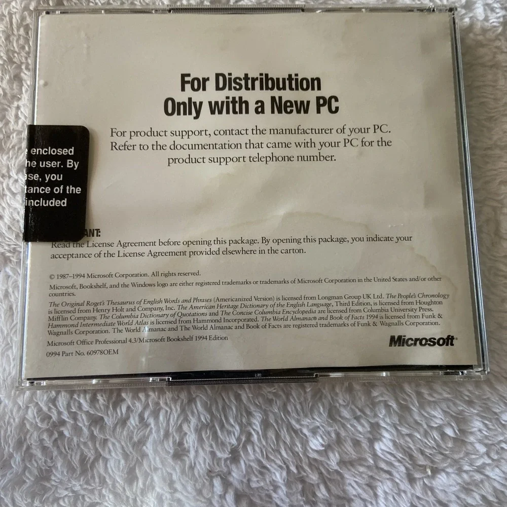 Microsoft Office Professional and Bookshelf Software CD 1994 Windows Vtg Sealed‎
